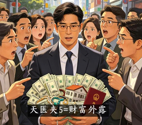 天医夹 5 结尾,贵人运显性变强。